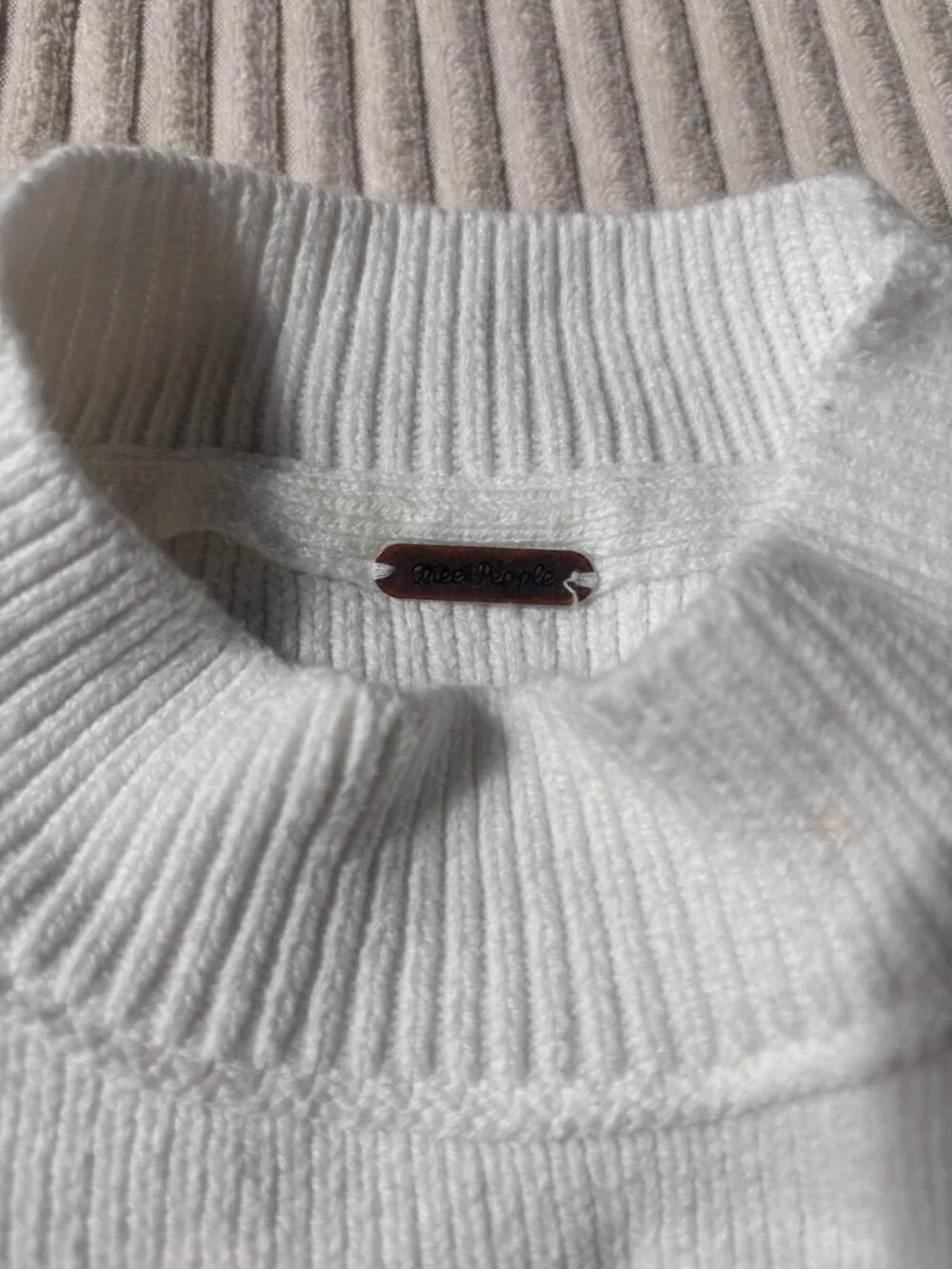 Free People Ribbed Mock Neck Sweater – White